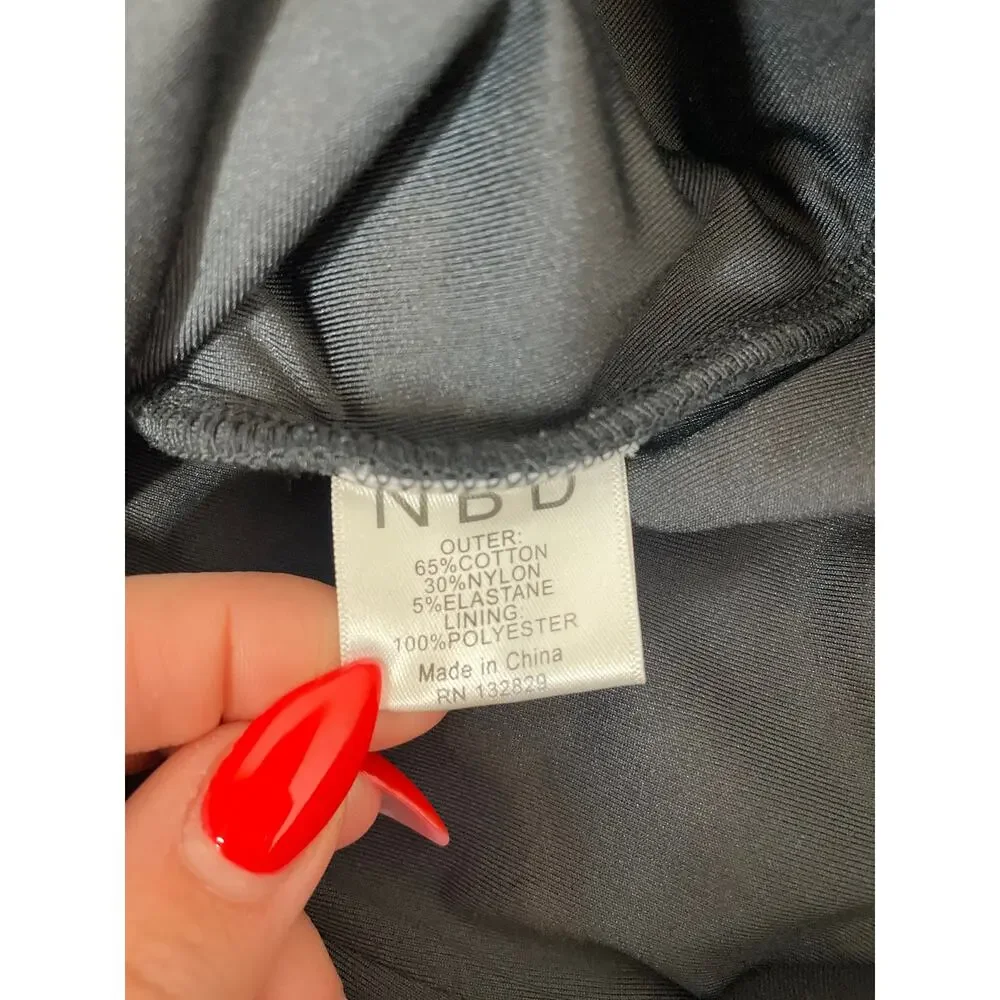 NBD x Revolve Black Dries Asymmetrical Body-Con Mini Dress Sleeveless V-Neck M